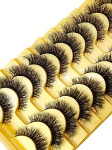 HBZGTLAD 10 对柔软蓬松自然的 3D 水貂假睫毛化妆套装 - 水貂睫毛延长短睫毛条睫毛、睫毛、睫毛、假睫毛 - 眼尾拉長款 - 查看 4