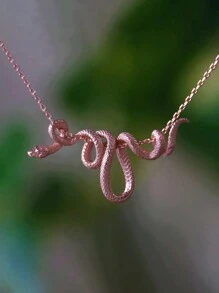 1 件简约时尚蛇形吊坠项链，适合男女，日常佩戴和礼物