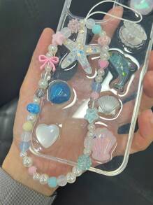 One Chain Link Bowknot Phone Case Strap With Flowers & Beads For Girls, Compatible With Phones & CCD Cameras - Multicolor - View 5