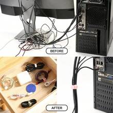 40 piezas Bridas de cable reutilizables, organizador de cables de silicona ajustable, bridas de cremallera pequeñas para cables de carga, auriculares, cables de computadora, accesorios de viaje para gestión de cables de escritorio de oficina - Multicolor - Ver 7