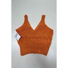 Tati Women's Summer Knit Crop Top - 橘色 - 查看 2