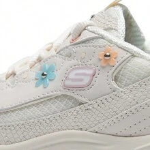 Skechers 女士花卉熊猫印花运动鞋，厚底复古休闲鞋，建议订购小半码，896188-OFPK - 米白色粉紅色 - 查看 4