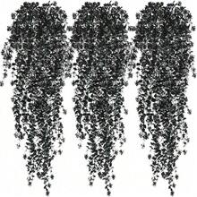 1 pieza Flores colgantes Plantas colgantes falsas Planta colgante artificial negra Follaje artificial resistente a los rayos UV Enredaderas colgantes falsas para decoración de interiores, exteriores, bodas, Halloween, fiestas de otoño, paredes, habitaciones, puertas - Multicolor - Ver 22