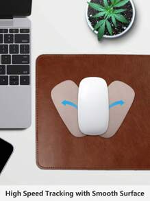 1pc Leather Mouse Pad, Waterproof, Suitable For Computer Desk, Rubber Bottom With Anti-Slip Particles, Notebook Mouse Pad