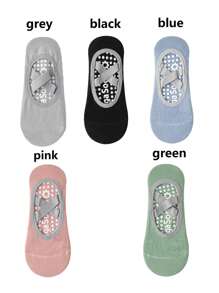 1 Pair/3 Pairs/5 Pairs Of Anti Slip Grip Yoga Socks, Breathable Cross Band Invisible Sports Indoor Socks, Silicone Anti Slip Dance Socks