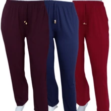 Women's Pants With Side Pocket Plain Lycra Mesh Ladies Loose Comfortable. - Green - View 2