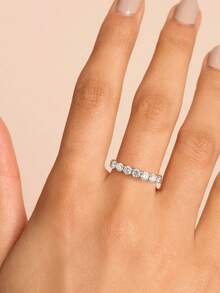 1 chiếc nhẫn kim cương bảy sao Moissanite 0,1 carat S925 & 925 Nhẫn bạc Sterling Nhẫn cưới nữ Trang sức sang trọng thanh lịch Quà tặng kỷ niệm ngày cưới - moissanite trắng - Xem 4