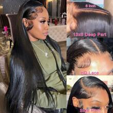 Straight Human Hair Wigs For Women Human Hair Lace Front Wigs Pre Plucked  Lace Front Wigs Human Hair 180% Density 30 32 34 36 Inch Straight Frontal Wigs Human Hair HD Lace 13x6 Human Hair Wig