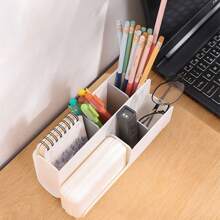 1 szt. Minimalistyczny plastikowy wielofunkcyjny organizer na długopisy na biurko, przechowywanie kosmetyków do artykułów biurowych