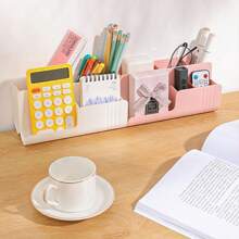 1 szt. Minimalistyczny plastikowy wielofunkcyjny organizer na długopisy na biurko, przechowywanie kosmetyków do artykułów biurowych