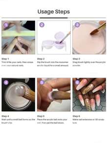 50克/包 粉色丙烯酸粉和丙烯酸浸粉，用于美甲雕刻、美甲DIY用品，适用于家庭沙龙和丙烯酸按压式美甲 - 粉色 - 查看 5