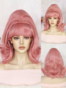 Halloween Classic Flip Out Wavy Wigs, Retro Bouffant Beehive Wig With Bangs, Medium Long Fluffy Wavy Wigs, 50s 60s 70s 80s Vintage Costume Wigs, Funny Updo Bun Hair With Fashion Fringe Wigs For Women, Loose Wave Heat Resistant Synthetic Wig, Ginger Pink Natural Color Wig For Daily Party Costume Cosplay Wig, Charming Elegant Women's Shoulder Length Bob Wig For Holiday Thanksgiving Day Birthday Gift For Christmas Decorations & 1pc Wig Cap