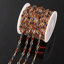 1 米金色不锈钢珐琅长框链用于珠宝制作 DIY 链条用于珠宝项链手链配件不褪色散装 - 不銹鋼滴油鏈 - 查看 5