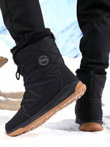 Giày đi tuyết mùa đông, lót lông ấm áp ngoài trời, giày đi tuyết chống thấm nước và chống trượt cho cả nam và nữ - màu đen - Xem 3