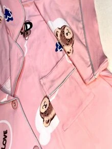 MAYYAA AMERICAN PAJAMAS WITH BUTTONS, FRONT OPENING, POST-PARTUM SURGICAL - Hồng - Xem 3