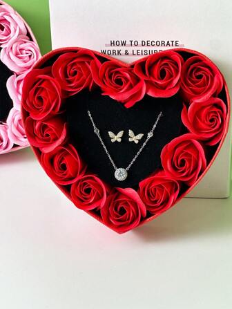 Valentine's Day Rose Flower Gift Box With Lid, Heart Shape Flower Box, Suitable For Decoration, Gift Boxes, Bridesmaids, Weddings, Birthdays, Flower Gifts And Party Packaging, Mother's Day, Graduation Season, Back To School Valentine Day