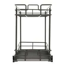 Organizador de armario extraíble de 2 niveles, estante deslizante extraíble para almacenamiento de armario de cocina, baño y despensa de 10.5" de ancho x 21.5" de profundidad en color gris. El mejor regalo/presente para familiares y amigos. Feliz Navidad. Decoración del hogar y el baño, organizador de baño. Regreso a clases de verano - Gris - Ver 10