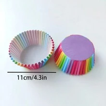 100 Moldes de papel para cupcakes, tazas de papel para pasteles de colores navideños, tamaños estándar, soportes de papel para tartas arcoíris, forros de postre arcoíris, tazas de postre para banquetes festivos, tazas de papel para tartas de boda, set de cocina para fiesta de niñas, forros a prueba de aceite para panqueques - Multicolor - Ver 10
