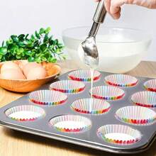 100 Moldes de papel para cupcakes, tazas de papel para pasteles de colores navideños, tamaños estándar, soportes de papel para tartas arcoíris, forros de postre arcoíris, tazas de postre para banquetes festivos, tazas de papel para tartas de boda, set de cocina para fiesta de niñas, forros a prueba de aceite para panqueques - Multicolor - Ver 7