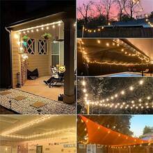 1 dây đèn LED hộp pin chống nước với bóng đèn Edison S14 cổ điển 20/10, thích hợp để tạo không khí và chiếu sáng trong nhiều hoạt động trang trí ngoài trời, cắm trại, đám cưới, tiệc tùng và lễ kỷ niệm ngày lễ, đèn chiếu sáng ngoài trời cho lối đi, sân, hiên - màu ấm - Xem 5