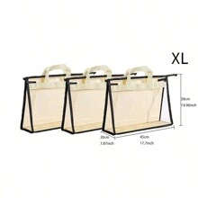 3 件装手提袋收纳防尘袋透明可见服装袋便携式衣服挂式衣柜收纳袋防水浴室防潮衣橱挂袋收纳袋