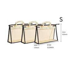 3 件装手提袋收纳防尘袋透明可见服装袋便携式衣服挂式衣柜收纳袋防水浴室防潮衣橱挂袋收纳袋
