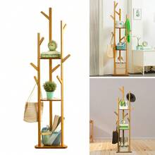 EurHomePlus Bambus Garderobenständer Kleiderständer Kleiderstange Standgarderobe mit Haken