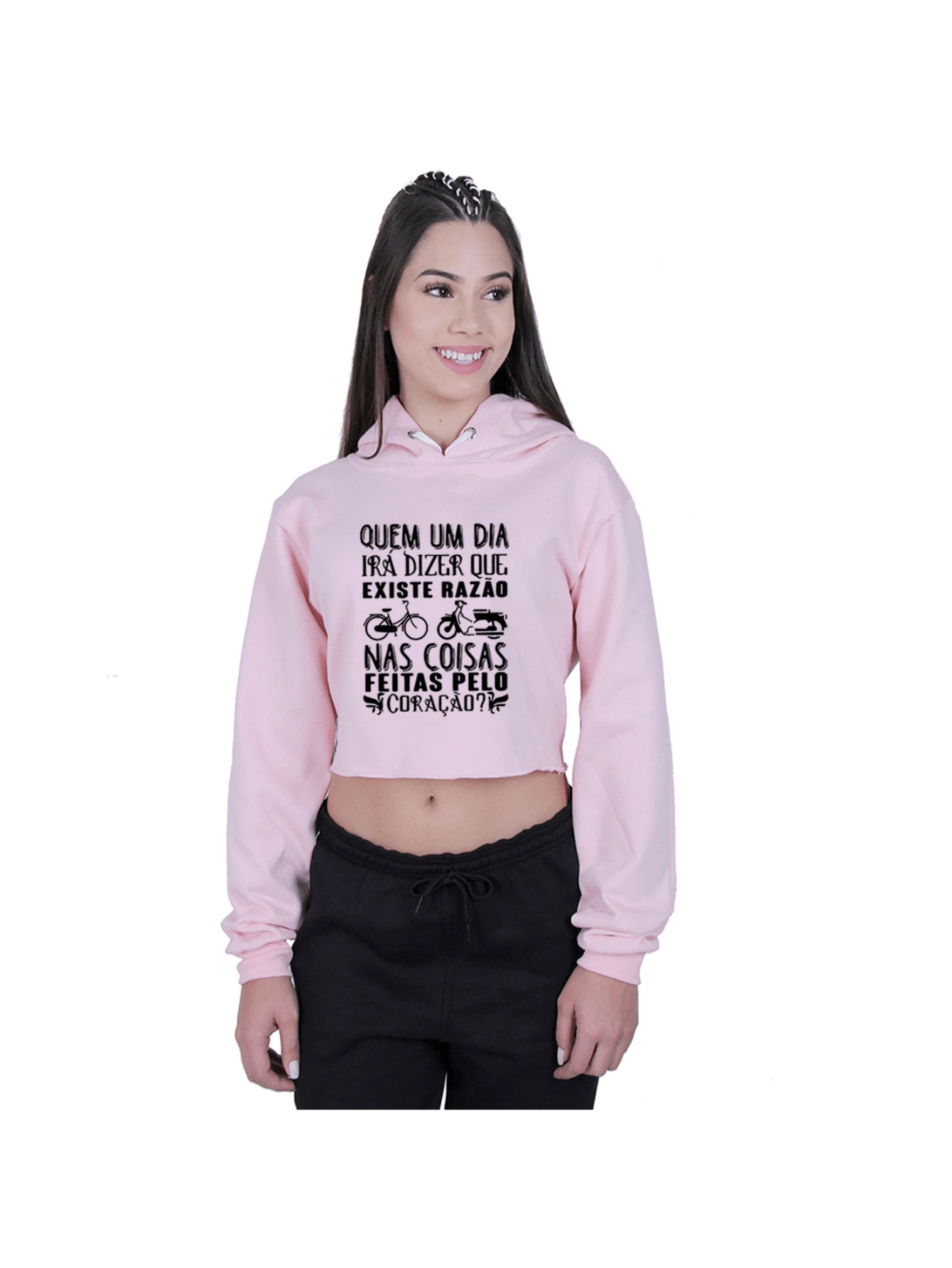 Cropped Sweatshirt Top Legião Urbana Eduardo Monica - Màu Hồng baby - Xem 1
