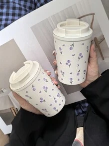 1 件紫色郁金香系列双层不锈钢真空隔热水瓶、咖啡杯、旅行杯、健身房杯、户外运动杯，350 毫升/11.8 盎司，适合返校 - 彩色 - 查看 2