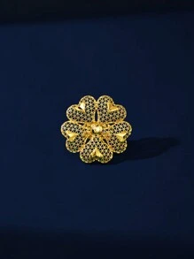 Anillo de diseño cuadrado elegante y de lujo chapado en oro de 18 quilates, de diseño retro y de alta gama, para mujer, apropiado para novias, bodas, uso diario, aniversarios y regalos en Nigeria, Dubái, Oriente Medio y Arabia Saudita