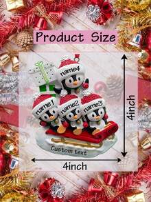 1pc Personalized Christmas Ornaments With Name - Custom Picture Christmas Ornaments 2025, Ornaments For Christmas Trees, Christmas Decor, Xmas Gifts For Mom Dad Pets Friend Gifts For Women Friendship,Personalized Family Christmas Tree Ornament - Penguin B - View 4