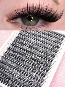 Queenice 280pcs 30D Curling 9-16mm DIY False Eyelashes, Natural & Lightweight, Delicate & Soft, Reusable, Suitable For Beginners For Home Or Outdoor Use, Applicable For Daily Life, Dates, Parties, Music Festivals, Halloween, Etc. - D - View 1