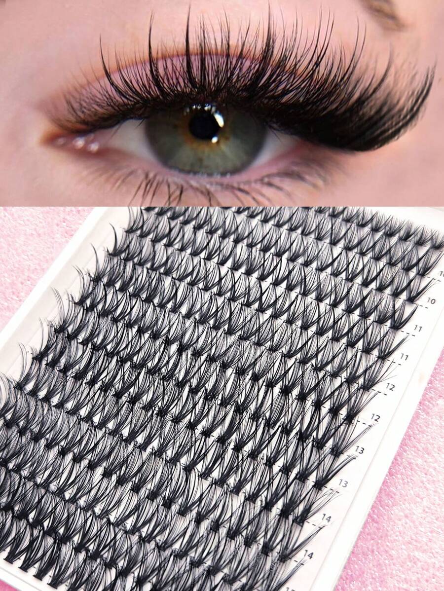 Queenice 280pcs 30D Curling 9-16mm DIY False Eyelashes, Natural & Lightweight, Delicate & Soft, Reusable, Suitable For Beginners For Home Or Outdoor Use, Applicable For Daily Life, Dates, Parties, Music Festivals, Halloween, Etc. - D - View 1