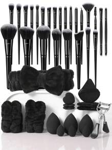 41pcs/Set Makeup Brush Set Including 25 Makeup Brushes (Powder Brush, Blush Brush, Highlighter Brush, Eye Shadow Brush, Eyeliner Brush, Contour Brush), 3 Makeup Sponges, 3 Mini Makeup Sponges, 2 Finger Powder Puffs, 3 Triangle Powder Puffs, 2 Makeup Washing Wristbands, 1 Makeup Headband,Brush Set,Makeup Brush Kit,Make Up Brush Set,Make Up Set Complete,Makeup Brush Set,Complete Makeup Kit,Brush Kit,Brushes Makeup Set,Makeup Gift Set,Set
