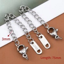 10pcs/Pack Stainless Steel Extender Chain With Lobster Clasp, 7.5cm Length X 0.3cm Width, Gold & Silver Color, Suitable For DIY Bracelets, Anklets, Necklaces