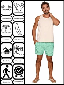 Men's Printed Shorts – Polyester With Elastic, Drawstring And Triple Stitching - 灰色 - 查看 6
