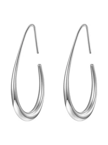 2 件不锈钢女士耳环，18K 镀金泪珠形状，简约椭圆形环设计，轻巧且防过敏