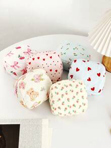 1Piece Quilted Sanitary Napkin Period Bag For Teen Girls, Sanitary Napkin Storage Bag, Cute Quilted Floral Sanitary Pad Bags Pounch, Portable Tampons Zipper Organizer Bag For School Girls Cute Cherry Pattern Mini Makeup Bag Lipstick Storage Bag Mini Makeup Bag For Purse Clutch Makeup Organizer Pouch For Women Preppy Small Cute Makeup Bag Coin Purse - Multicolor - View 12