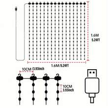 Đèn rèm thông minh DIY, Đèn rèm đổi màu RGB có ứng dụng điều khiển từ xa đồng bộ nhạc, Dây đèn rèm USB 256LED 5,2Ft X 5,2Ft cho tiệc, sân vườn, trang trí phòng, trang trí Giáng sinh, đèn Giáng sinh, trang trí phòng ngủ, trang trí nhà, trang trí tiệc, lễ hội ngày lễ, quà tặng Giáng sinh, lễ tạ ơn, đồ trang trí cây thông Noel - Trình cắm USB - Xem 3