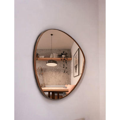 Espelho Orgânico Decorativo Em Couro Pequeno