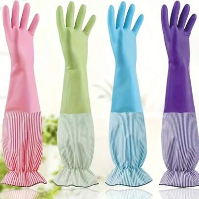 1 Pair, Winter Long Thermal Gloves, Thermal Lined Household Cleaning Gloves, Waterproof Kitchen Dishwashing Gloves, Non-Slip Housework Gloves, Laundry Washing Gloves, Cleaning Supplies, Cleaning Tool, Back To School Supplies, Home Decoration, Christmas Gifts, Home Gifts, Room Decoration