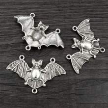 5 Stücke 48x30mm Metall Fledermaus Handgefertigte Anhänger mit Schlaufenverbinder Bastelzubehör für DIY Halloween Dekoration Schmuckherstellung