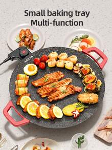 1 Piece Smokeless Non-Stick Pan Multifunctional Household Barbecue Grilling Electric Grilling Pan Barbecue Grilling Pan Household Electric Frying Pan - US A Type Plug(110-127V) - View 1