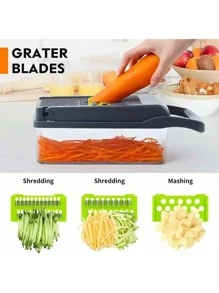 14/16 Pieces/Set, Vegetable Chopper, Multifunctional Fruit Slicer, Easy To Use, Replaceable Various Blades Manual Food Grater, Vegetable/Slicer, Cutter With Container, Onion Chopper, Home Potato Chopper, Kitchen Supplies, Kitchen Gadgets, Dormitory Necessities, Kitchen Food Chopper Salad