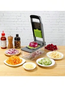 14/16 Pieces/Set, Vegetable Chopper, Multifunctional Fruit Slicer, Easy To Use, Replaceable Various Blades Manual Food Grater, Vegetable/Slicer, Cutter With Container, Onion Chopper, Home Potato Chopper, Kitchen Supplies, Kitchen Gadgets, Dormitory Necessities, Kitchen Food Chopper Salad