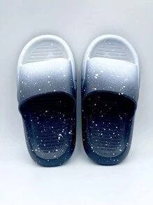 1 par de sandalias planas de PVC con degradado de color, antideslizantes y resistentes al desgaste, adecuadas para interior/exterior, hogar, baño, verano para niños