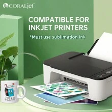Coraljet 20 50 张 8.5 英寸 X 11 英寸 A4 优质热升华纸浅色多种尺寸转印到马克杯、T 恤、涤纶和硬质基材上，兼容喷墨打印机﻿ 返校 - 白色 - 查看 7