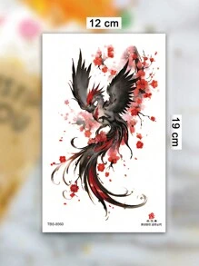 1 tờ hình xăm tạm thời nghệ thuật cơ thể cỡ lớn cho nam hoặc nữ, màu đỏ sẫm theo phong cách truyền thống hoa mận phượng hoàng, hình xăm giả không thấm nước, kéo dài 2-5 ngày, che sẹo, có thể sử dụng trên cánh tay cổ tay vai chân eo cổ tay ngực đùi ngón tay mắt cá chân, thích hợp cho các bữa tiệc, quà tặng, kỳ nghỉ, trang trí cơ thể - Nhiều màu - Xem 5