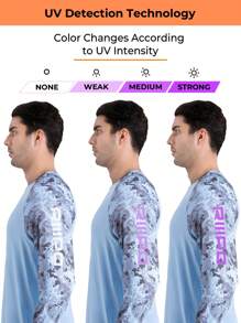 RIIIPO RIIIPO Men's UPF 100+ Performance Extended Long Sleeves Outdoor Sun Protection Fishing Shirt With UV Detection Technology, Round Neck, Camouflage Print, Integrated Microfiber Lens Cleaner, Rapid Sweat Wicking, Quick Dry, Breathable, 4-Way Stretch, Extra Hand Protection Sun Shirt, Activewear For Summer And Fall, Suitable For Hiking, Biking, Water Sport And All Outdoor Activities