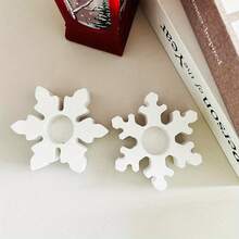 Khuôn xi măng nến hình bông tuyết Giáng sinh Khuôn Giáng sinh Khuôn thạch cao nến hình bông tuyết DIY Khuôn nhựa đựng nến Tealight - trắng - Xem 4